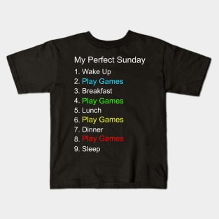 My Perfect Sunday Gamer Funny Kids T-Shirt